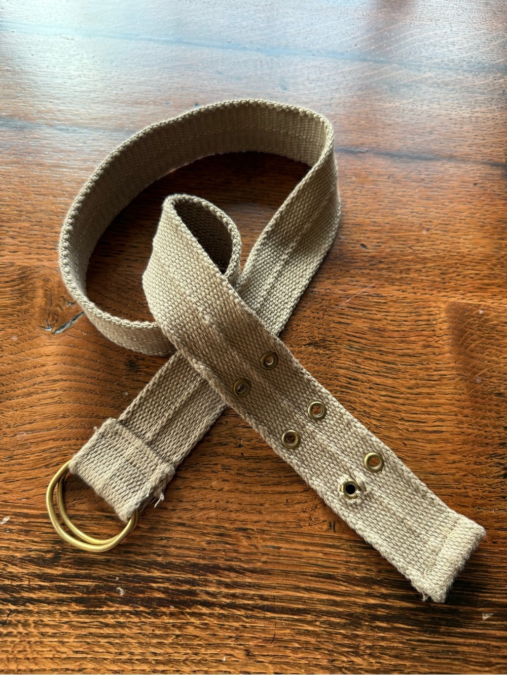 Neutral Tan Canvas D-Ring Belt